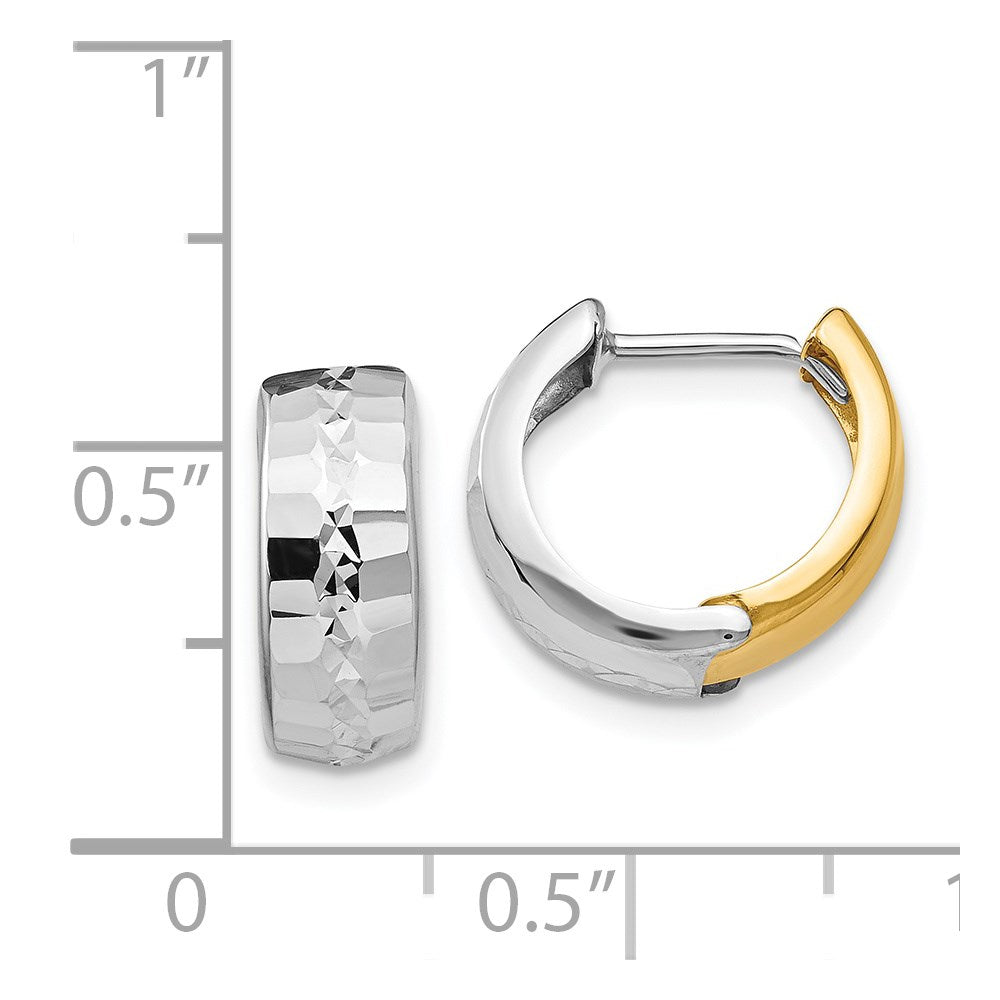 14K Bicolor Strukturiert Klappbar Creolen