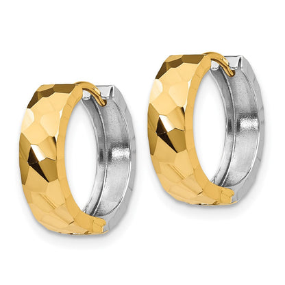 14K Bicolor Strukturiert Klappbar Creolen