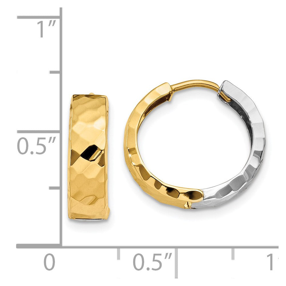 14K Bicolor Strukturiert Klappbar Creolen