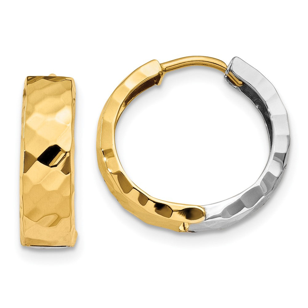 14K Bicolor Strukturiert Klappbar Creolen