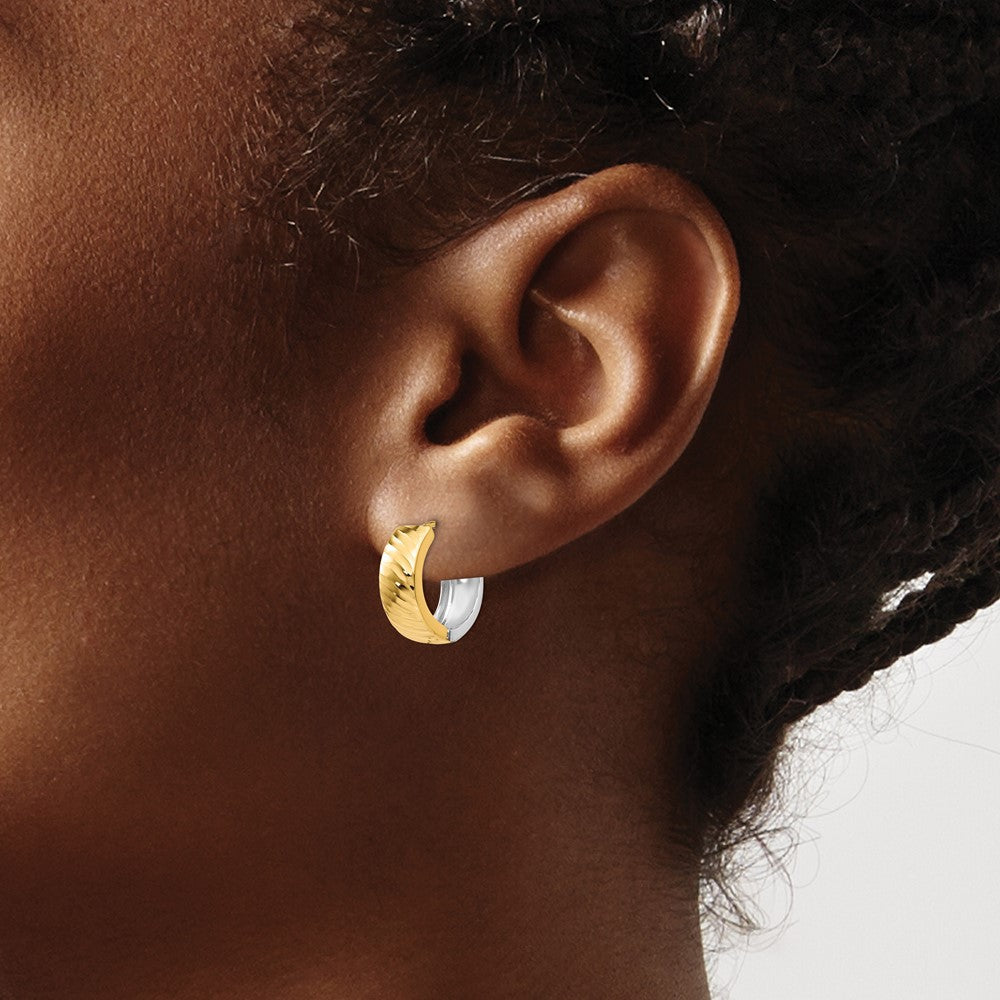 14K Bicolor Strukturiert Creolen