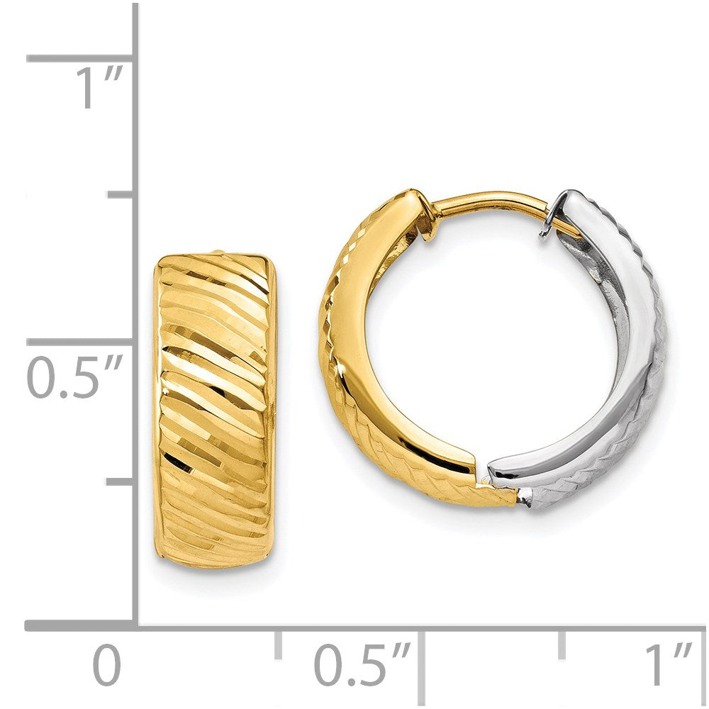 14K Bicolor Strukturiert Creolen