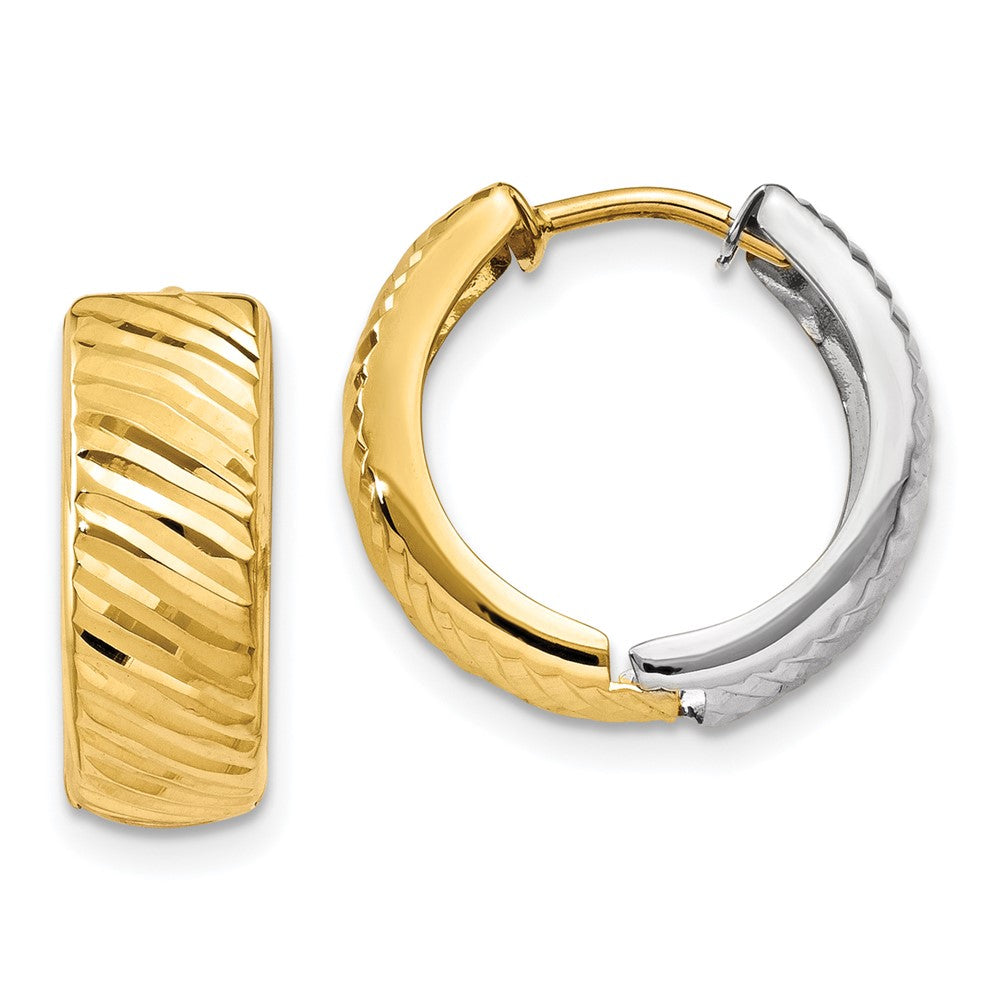 14K Bicolor Strukturiert Creolen