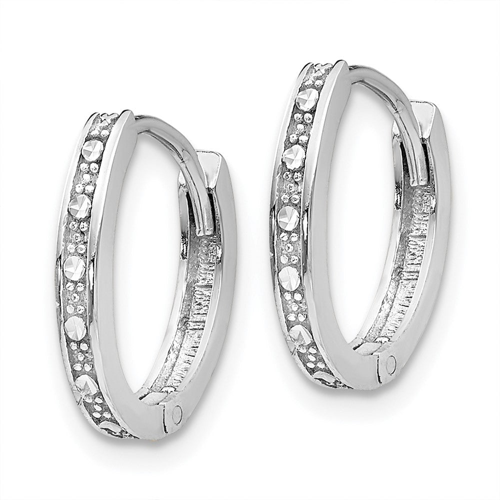 14K Weißgold Diamantiert Oval Klappbar Creolen