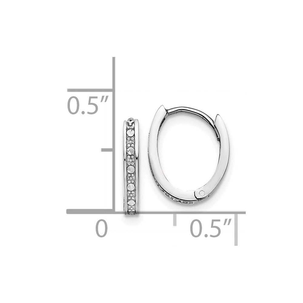 14K Weißgold Diamantiert Oval Klappbar Creolen