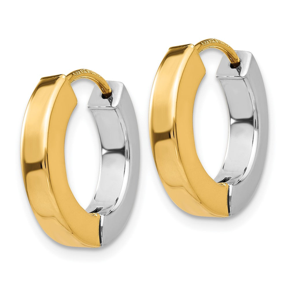 14K Bicolor Gold Poliert Hohl Klappbar Creolen
