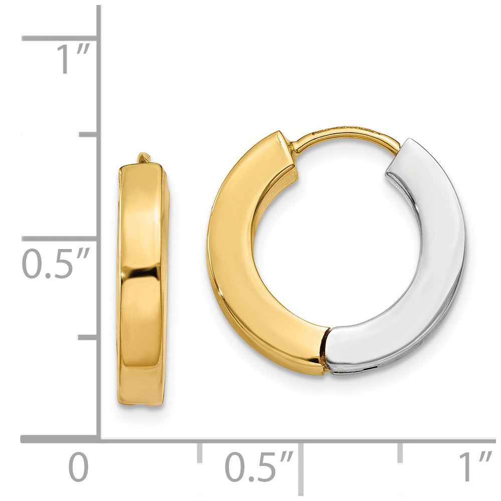 14K Bicolor Gold Poliert Hohl Klappbar Creolen