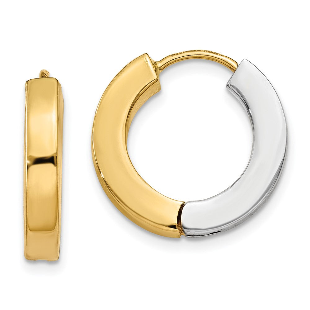 14K Bicolor Gold Poliert Hohl Klappbar Creolen