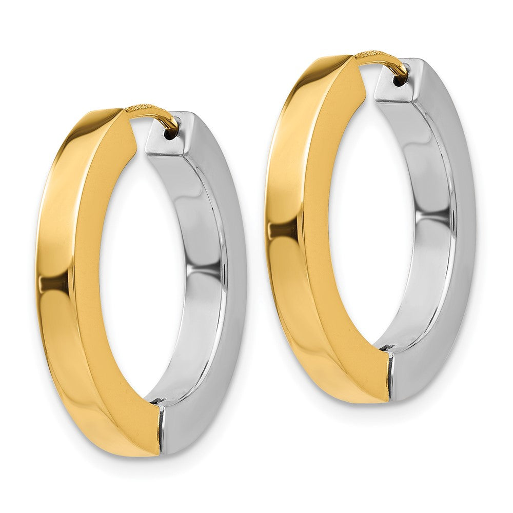 14K Bicolor Gold Poliert Hohl Klappbar Creolen