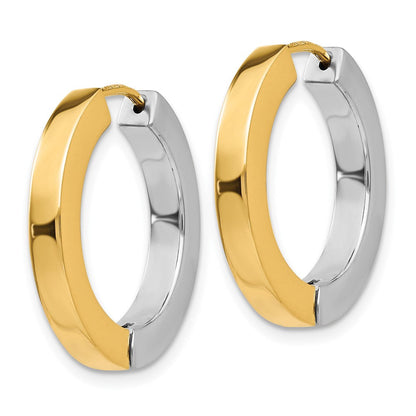 14K Bicolor Gold Poliert Hohl Klappbar Creolen