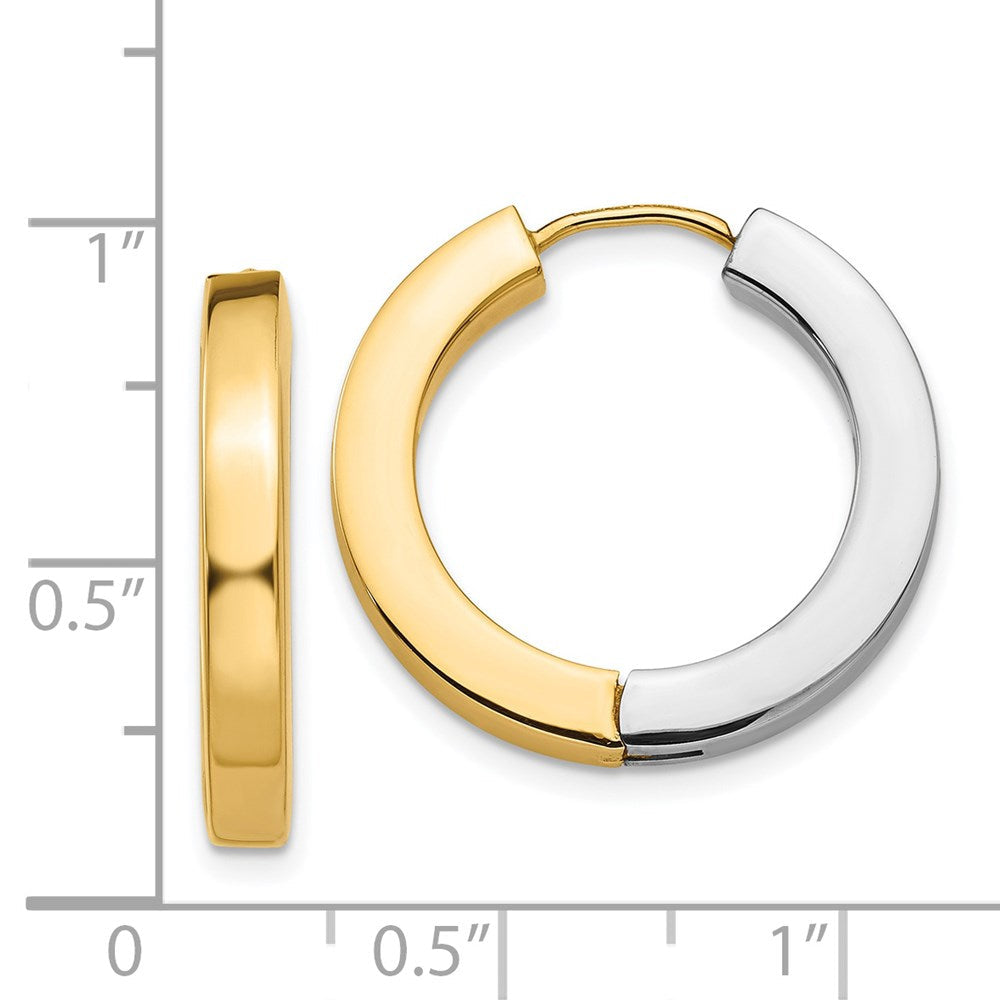 14K Bicolor Gold Poliert Hohl Klappbar Creolen