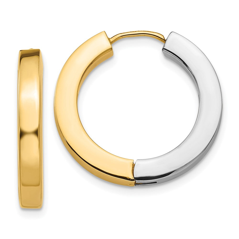 14K Bicolor Gold Poliert Hohl Klappbar Creolen