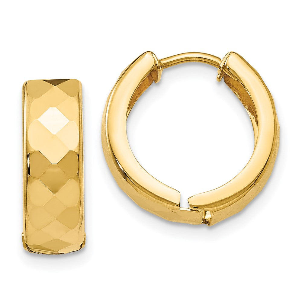 14K Gelbgold Strukturiert Klappbar Creolen
