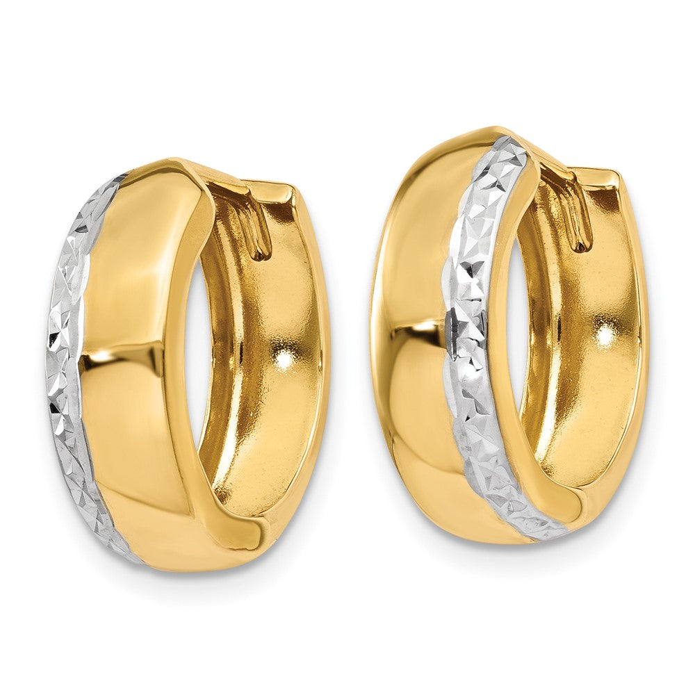 14K Gelb & Rhodium mit Rhodium Strukturiert Klappbar Creolen