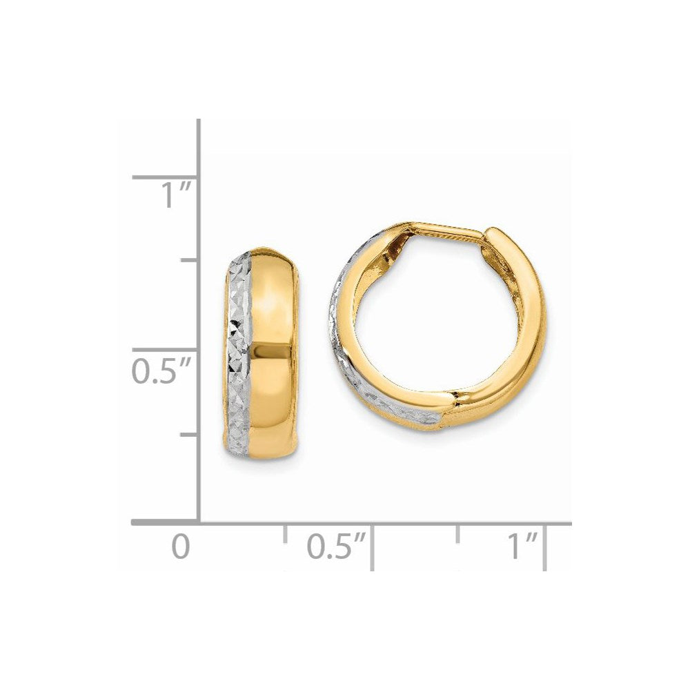 14K Gelb & Rhodium mit Rhodium Strukturiert Klappbar Creolen