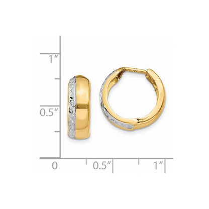 14K Gelb & Rhodium mit Rhodium Strukturiert Klappbar Creolen
