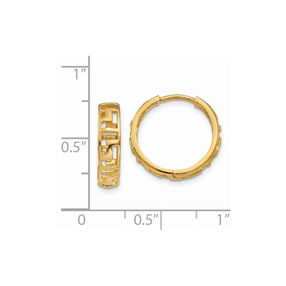 14K Gelbgold Greek Key Klappbar Creolen