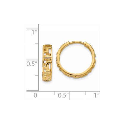 14K Gelbgold Greek Key Klappbar Creolen