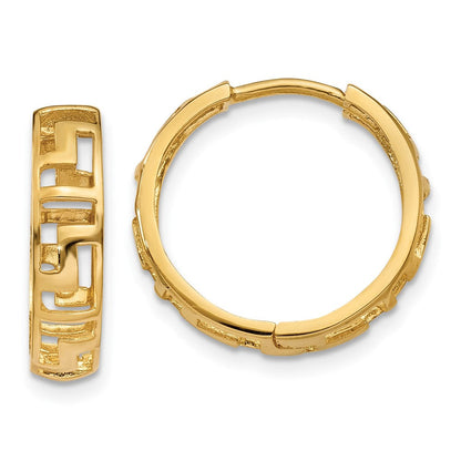 14K Gelbgold Greek Key Klappbar Creolen
