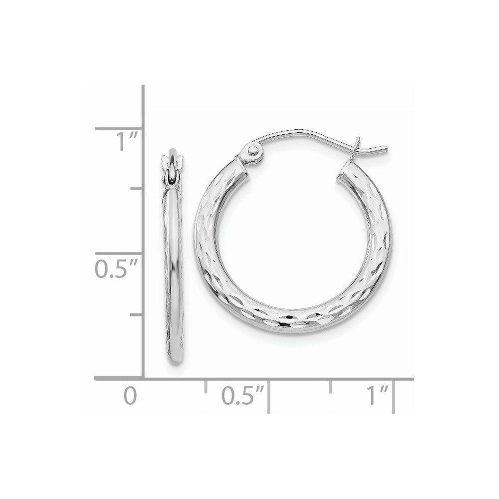 14K Weißgold Diamantiert 2.5x20mm Hohl Creolen