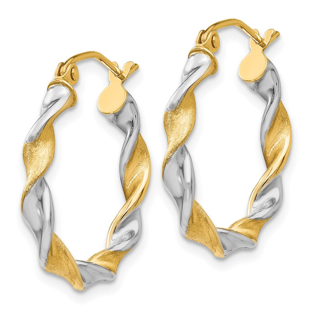 14K Weißgold & Rhodium 2.0mm Gedreht Creolen