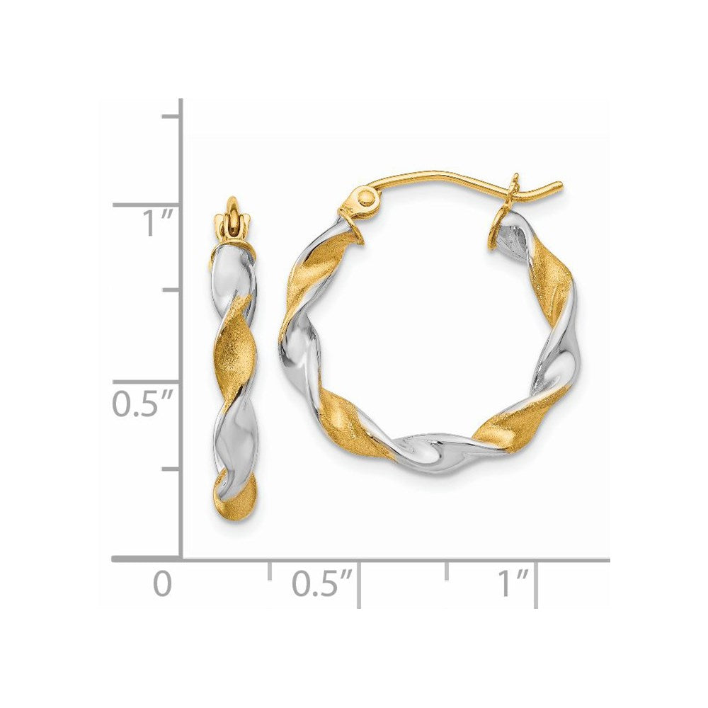 14K Weißgold & Rhodium 2.0mm Gedreht Creolen