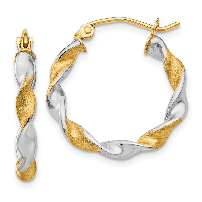 14K Weißgold & Rhodium 2.0mm Gedreht Creolen