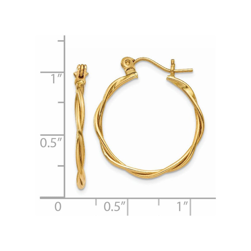 14K Gelbgold Poliert Gedreht Kreis Creolen