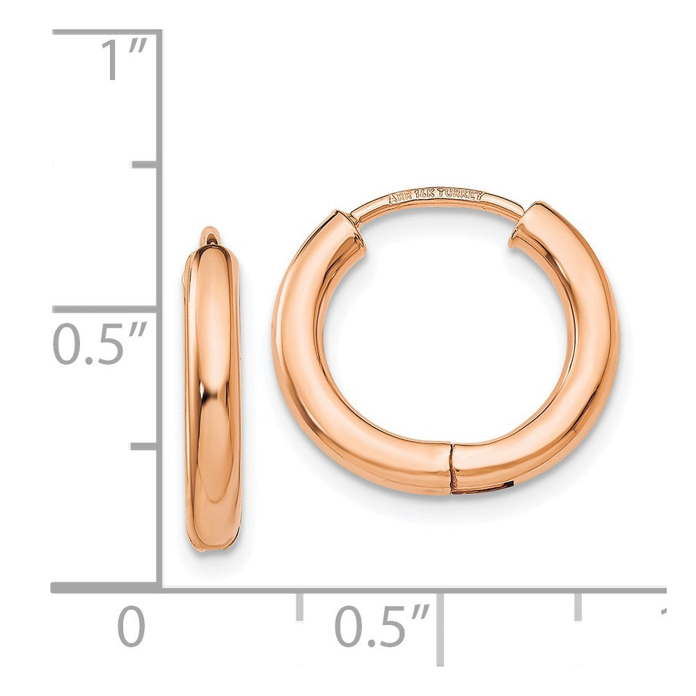 14K Roségold Poliert Hohl Klappbar Creolen
