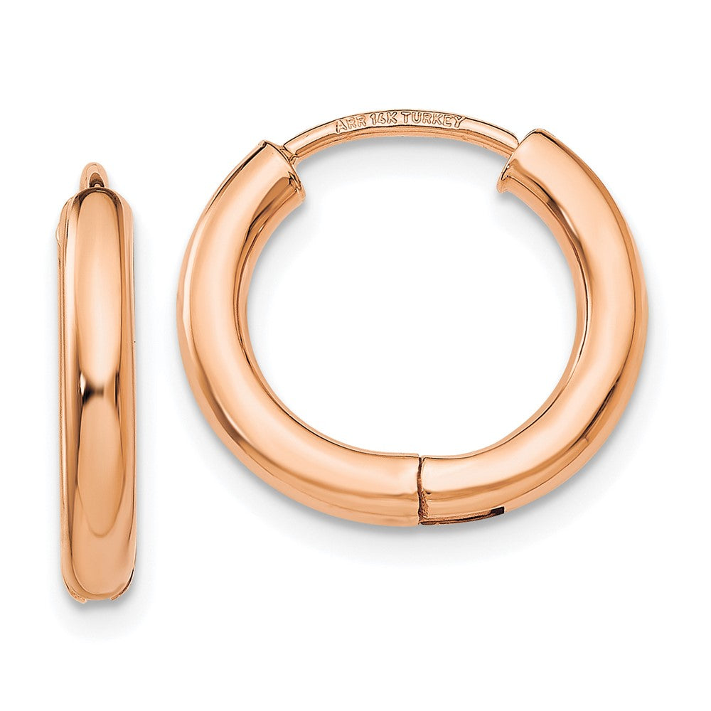 14K Roségold Poliert Hohl Klappbar Creolen