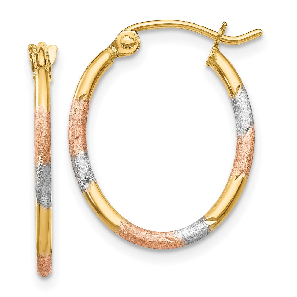 14K Gelb & Rhodium mit Weiß und Rose Diamantiert Creolen