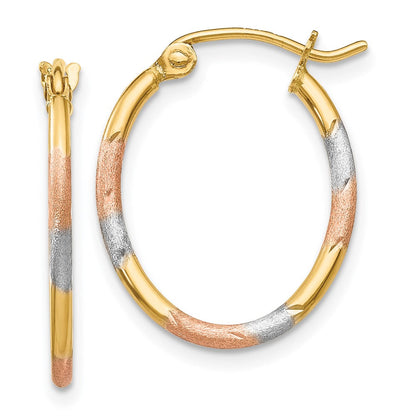 14K Gelb & Rhodium mit Weiß und Rose Diamantiert Creolen