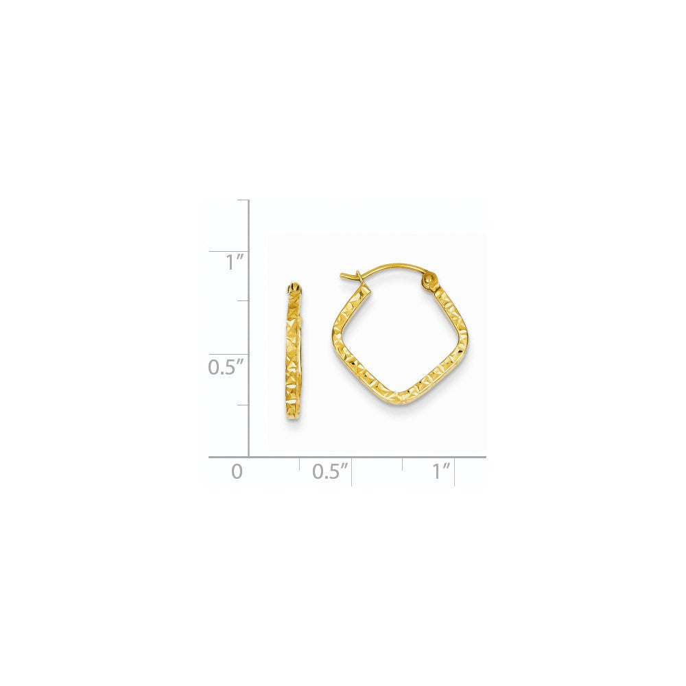 14K Gelbgold Diamantiert Squared Creolen