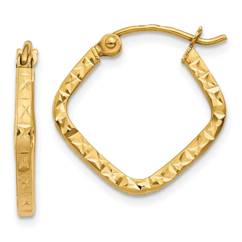 14K Gelbgold Diamantiert Squared Creolen