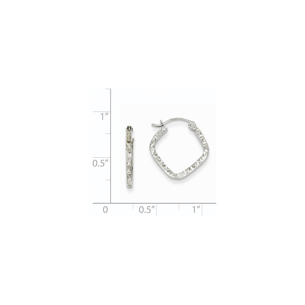 14K Weißgold Diamantiert Squared Creolen