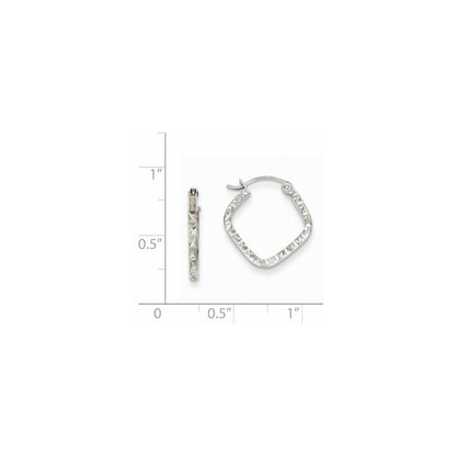 14K Weißgold Diamantiert Squared Creolen
