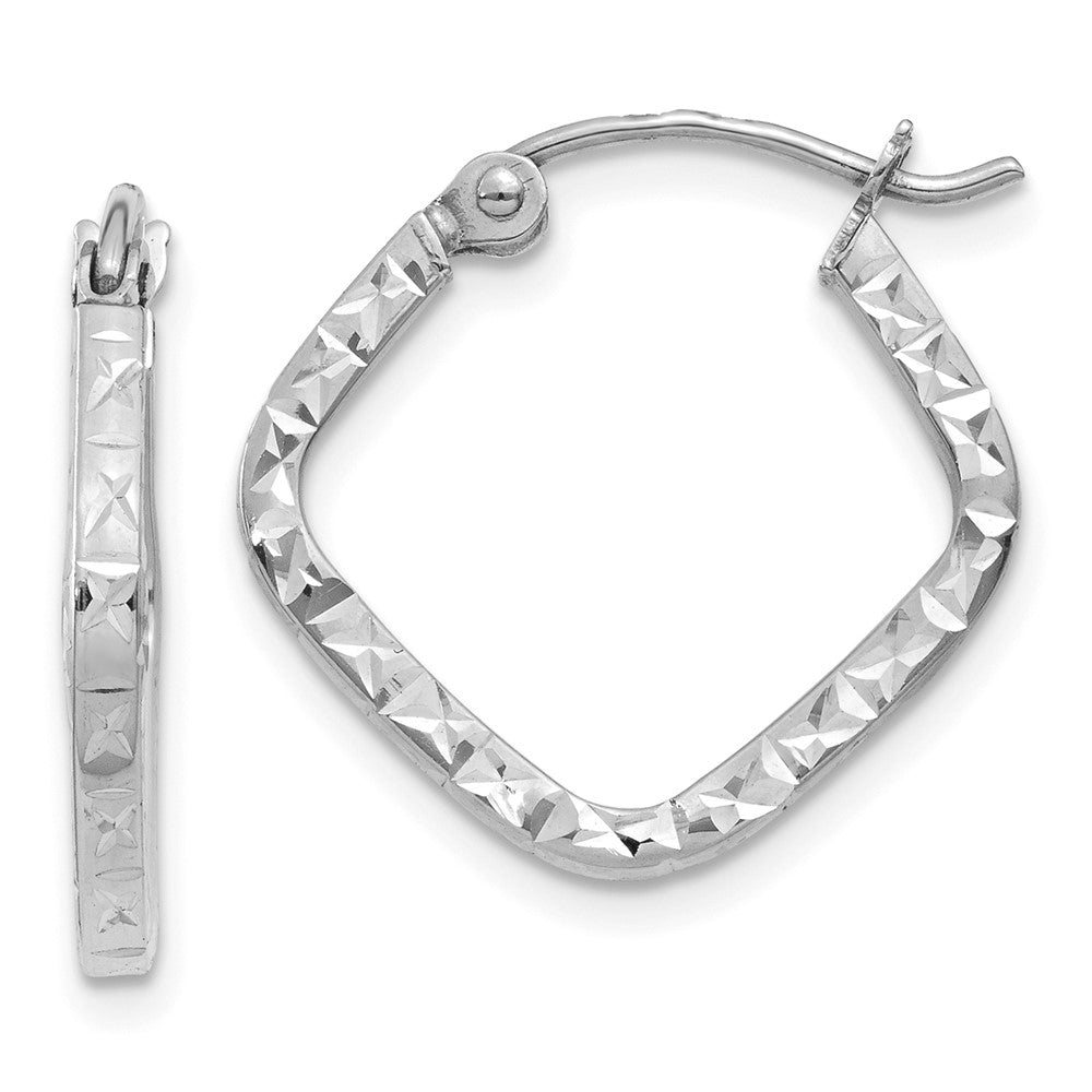 14K Weißgold Diamantiert Squared Creolen