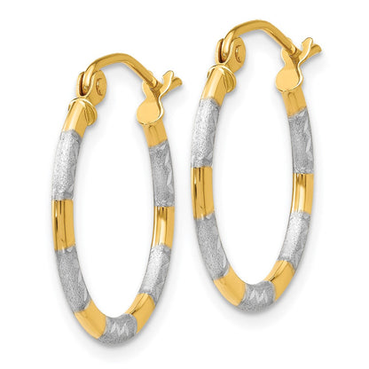 14K Gelb & Rhodium mit Weiß Diamantiert Creolen