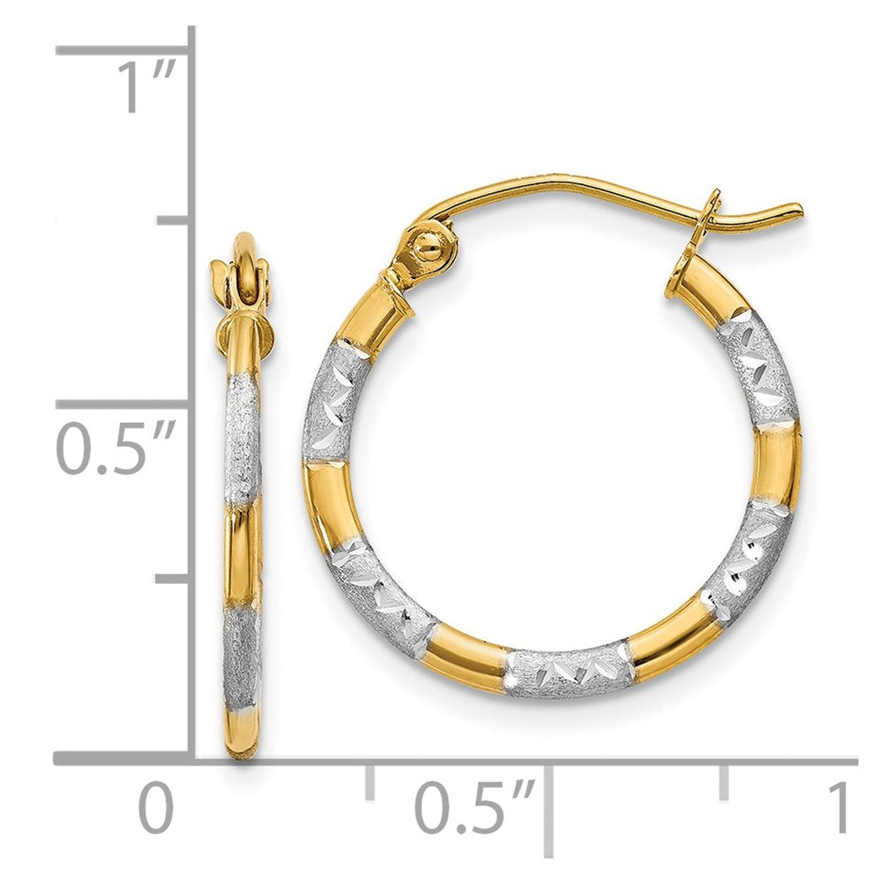 14K Gelb & Rhodium mit Weiß Diamantiert Creolen
