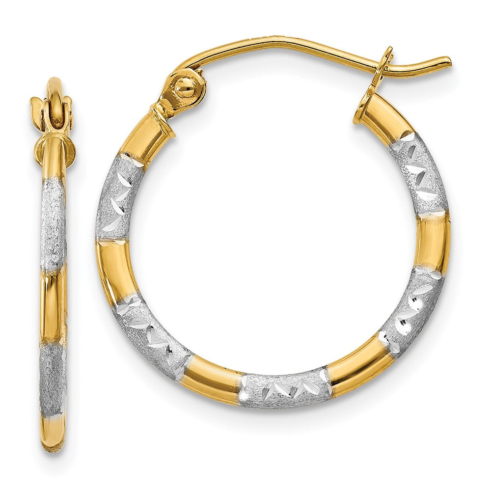 14K Gelb & Rhodium mit Weiß Diamantiert Creolen