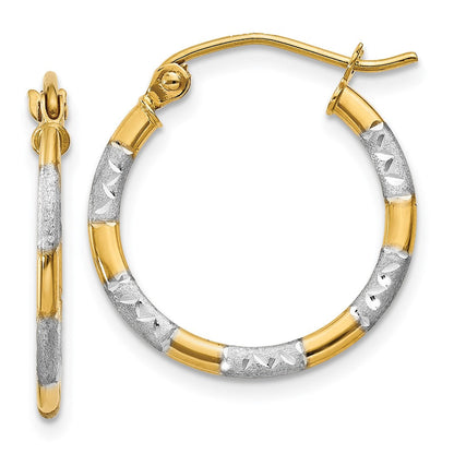 14K Gelb & Rhodium mit Weiß Diamantiert Creolen
