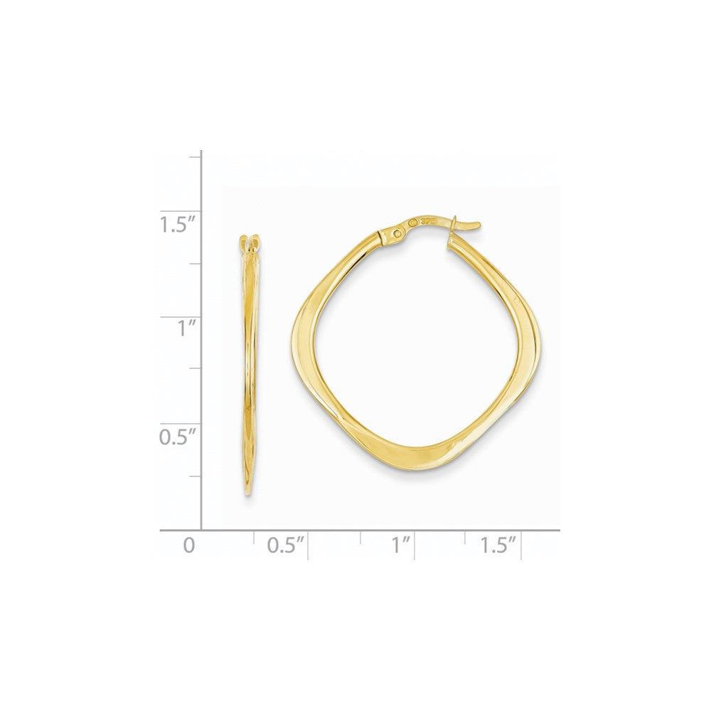 14K Gelbgold Verjüngt Quadratisch Creolen