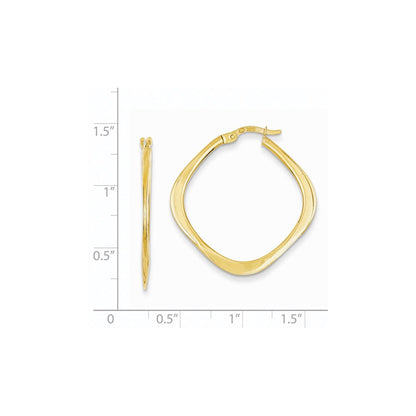14K Gelbgold Verjüngt Quadratisch Creolen