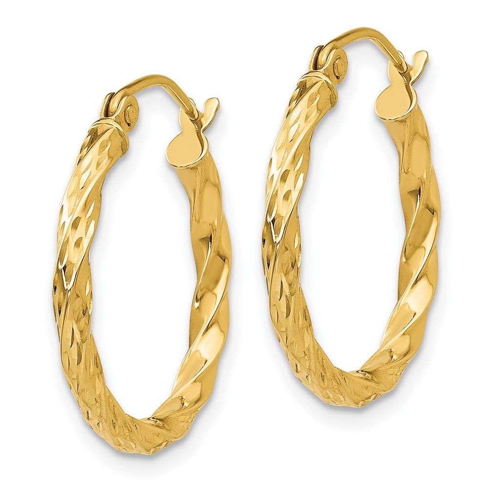 14K Gelbgold Gedreht Hohl Creolen
