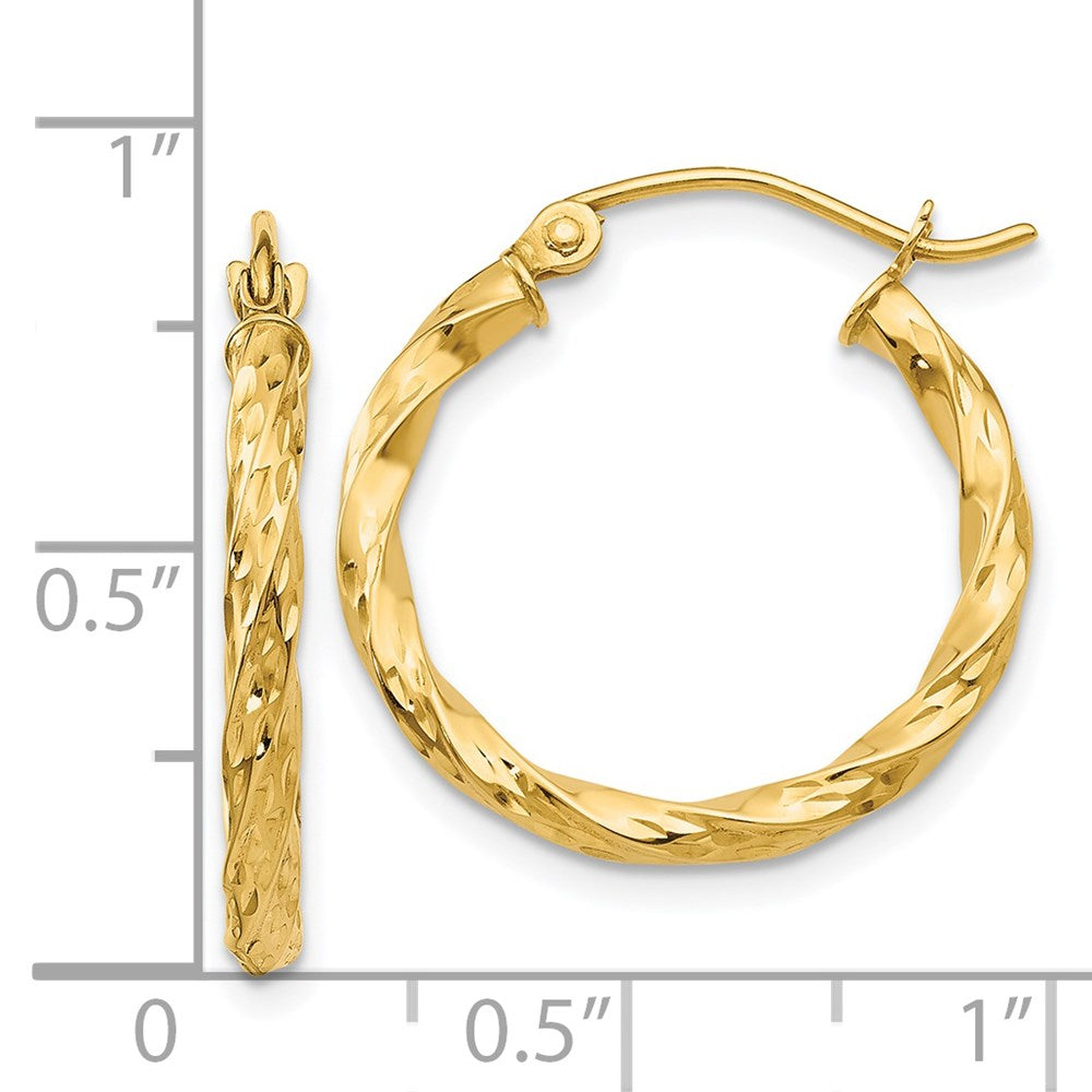 14K Gelbgold Gedreht Hohl Creolen