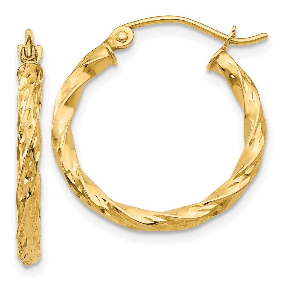 14K Gelbgold Gedreht Hohl Creolen