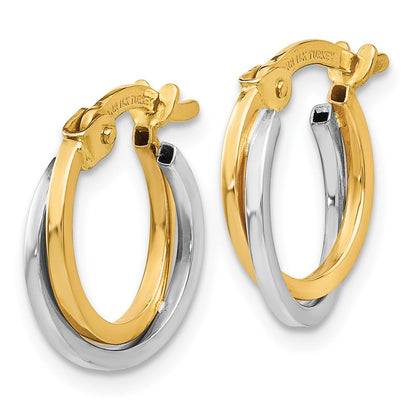 14K Bicolor Poliert Hohl Creolen