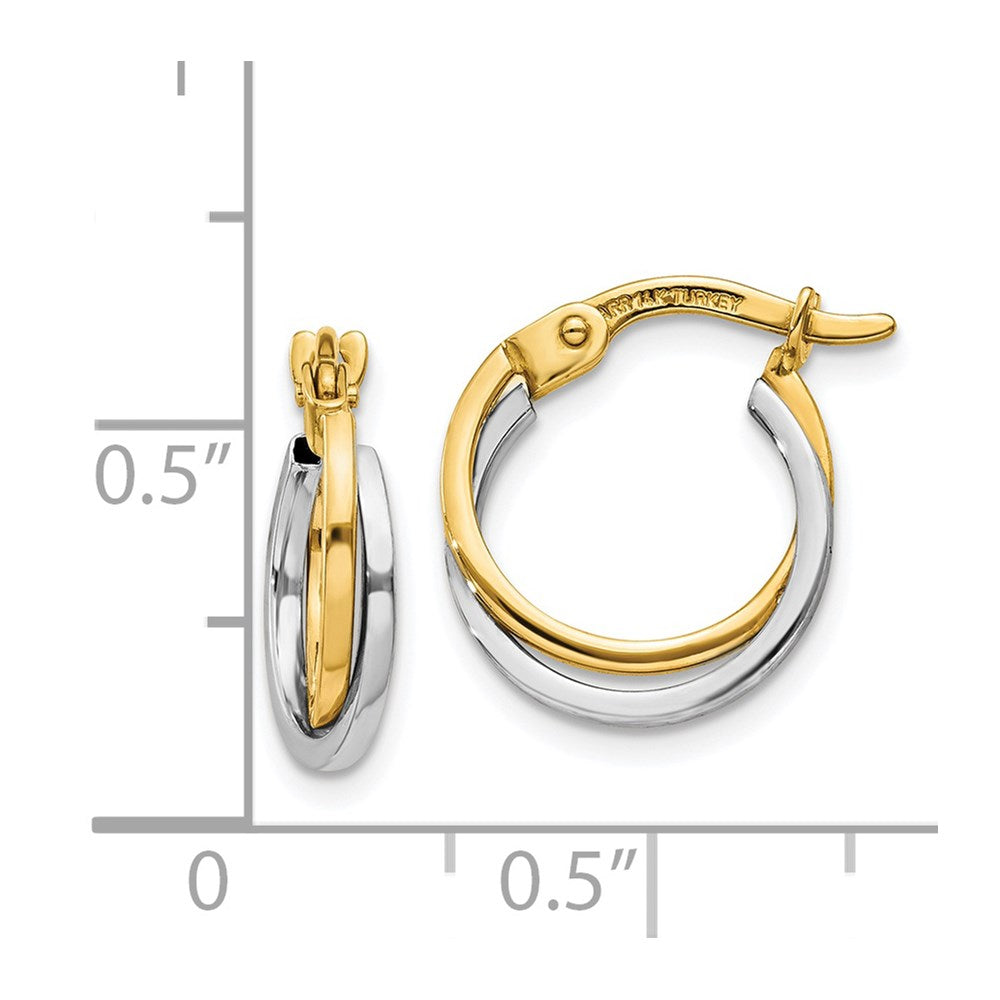 14K Bicolor Poliert Hohl Creolen