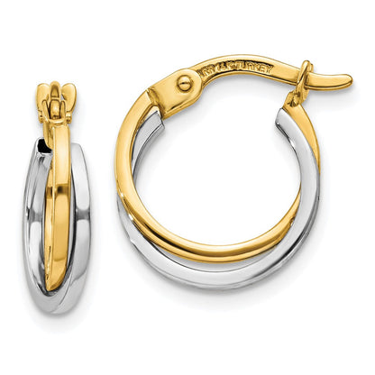14K Bicolor Poliert Hohl Creolen