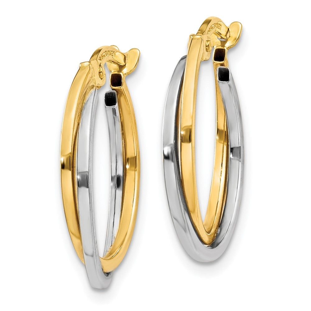 14K Bicolor Poliert Hohl Creolen